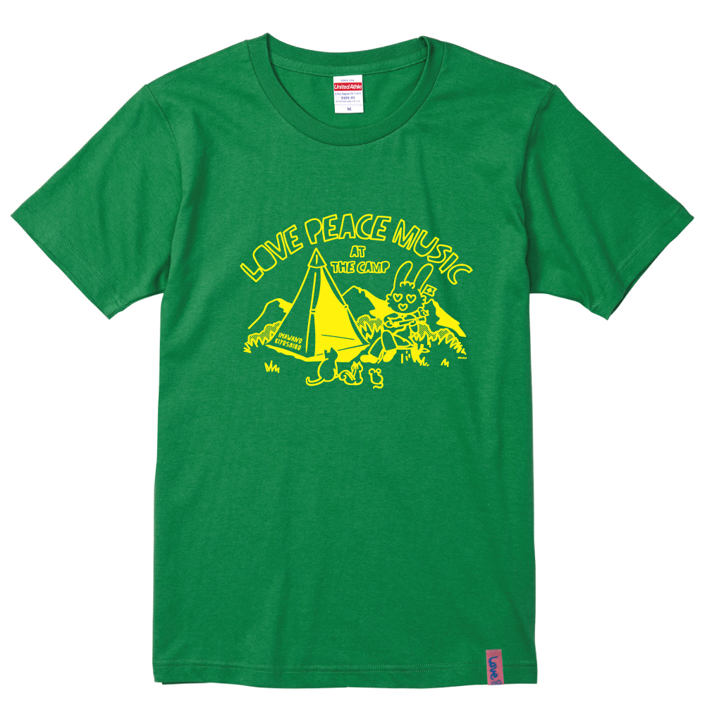 LOVE PEACE MUSIC AT THE CAMP Tシャツ（グリーン）